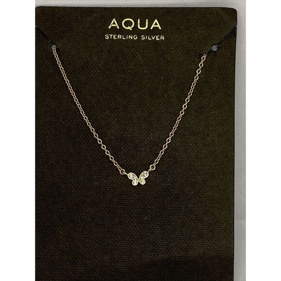 Aqua VCF064032YCY18 Small Embellished Butterfly Pendant Necklace MSRP $116 JW67 - Picture 1 of 4
